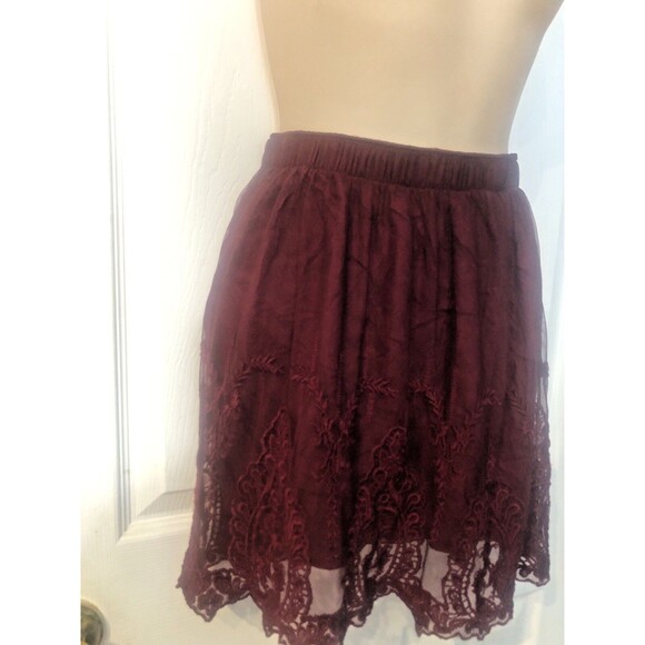 Abercrombie Fitch Women Mini Skirt S Wide Elastic WaistBand Toile Overlay - Picture 4 of 7